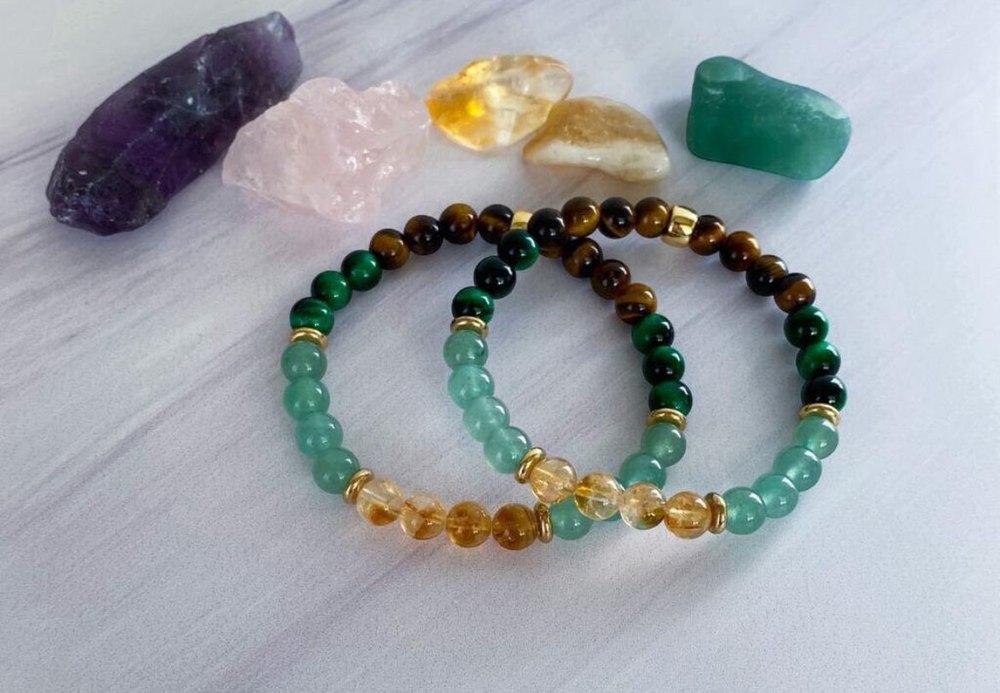 Money Magnet Bracelet with citrine, green aventurine and tiger's eye